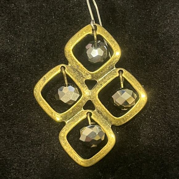 Elegant Bronze and Black Bead Chandelier Earrings - Picture 2 of 4